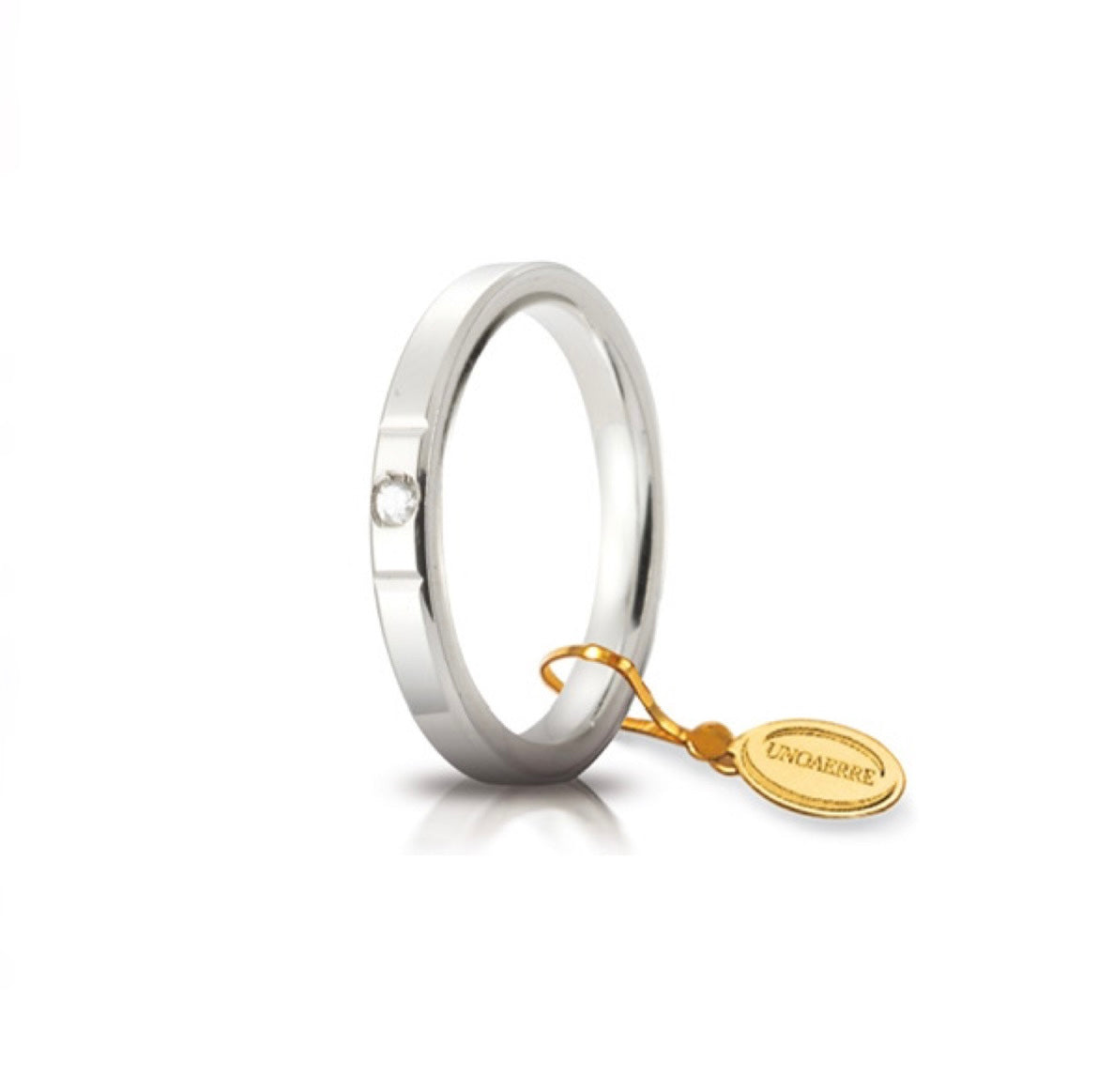 Fede Cerchio di Luce mm. 2,5 in Oro Bianco con Diamante 0,03 Ct