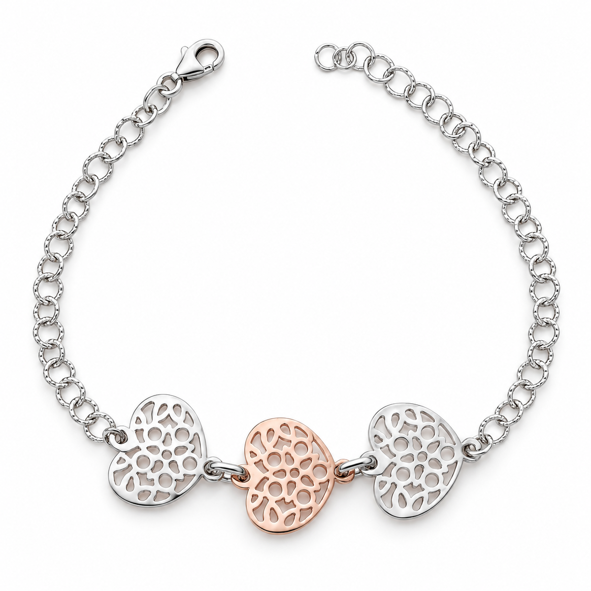 Bracciale Tre Cuori in Argento 925 GRBA04