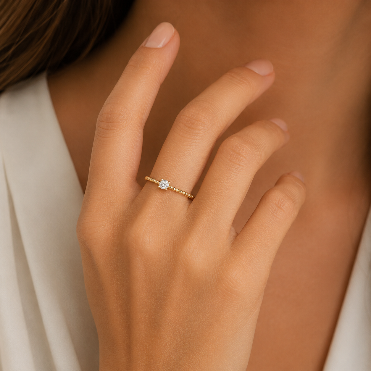 Anello Solitario in Oro Giallo 18k
