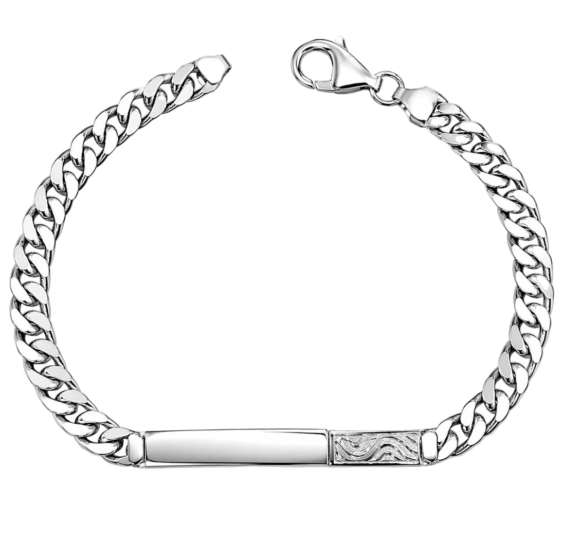 Bracciale Groumette con Targa in Argento 925