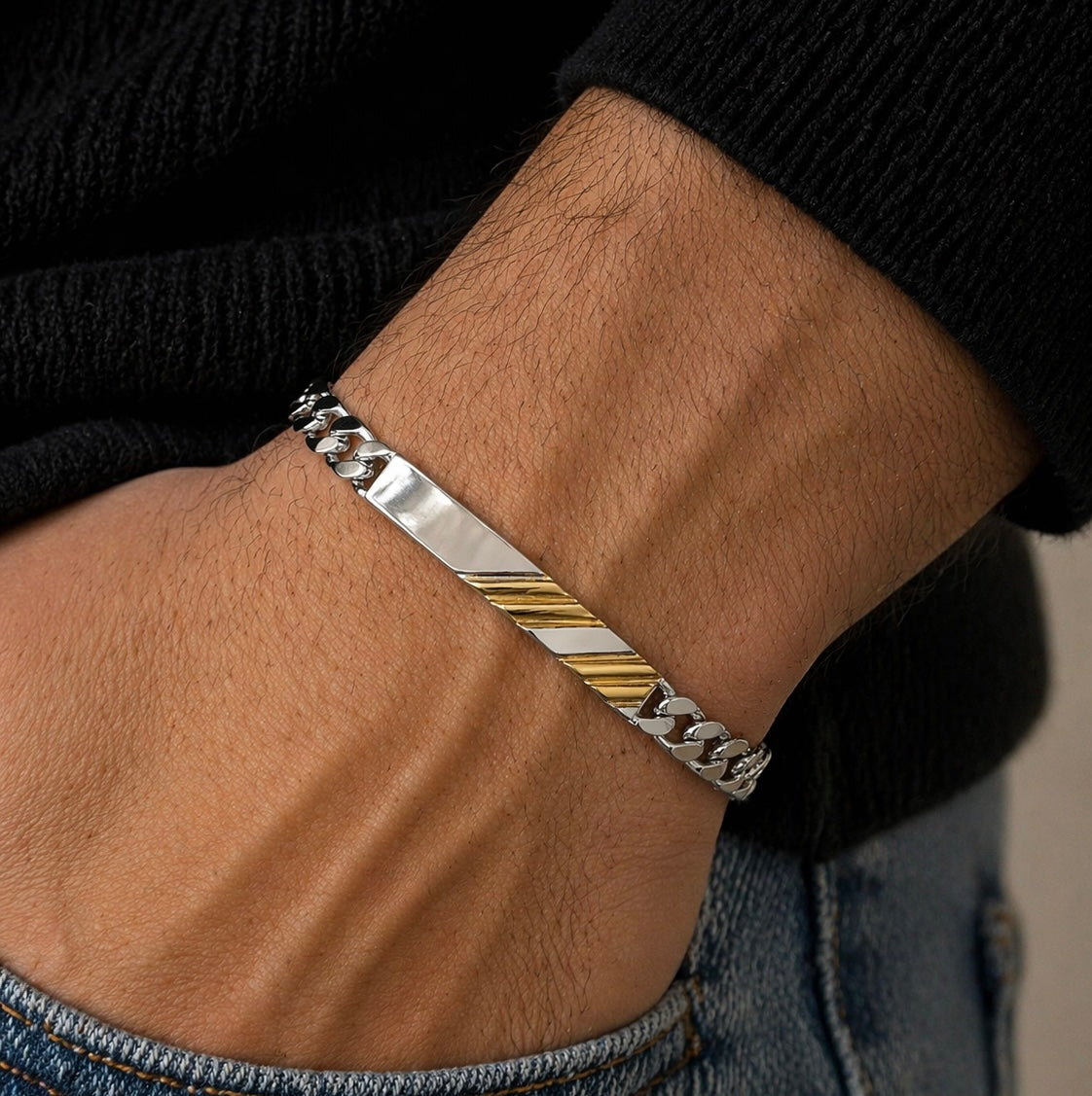 Bracciale Groumette Bi-Colore in Argento 925