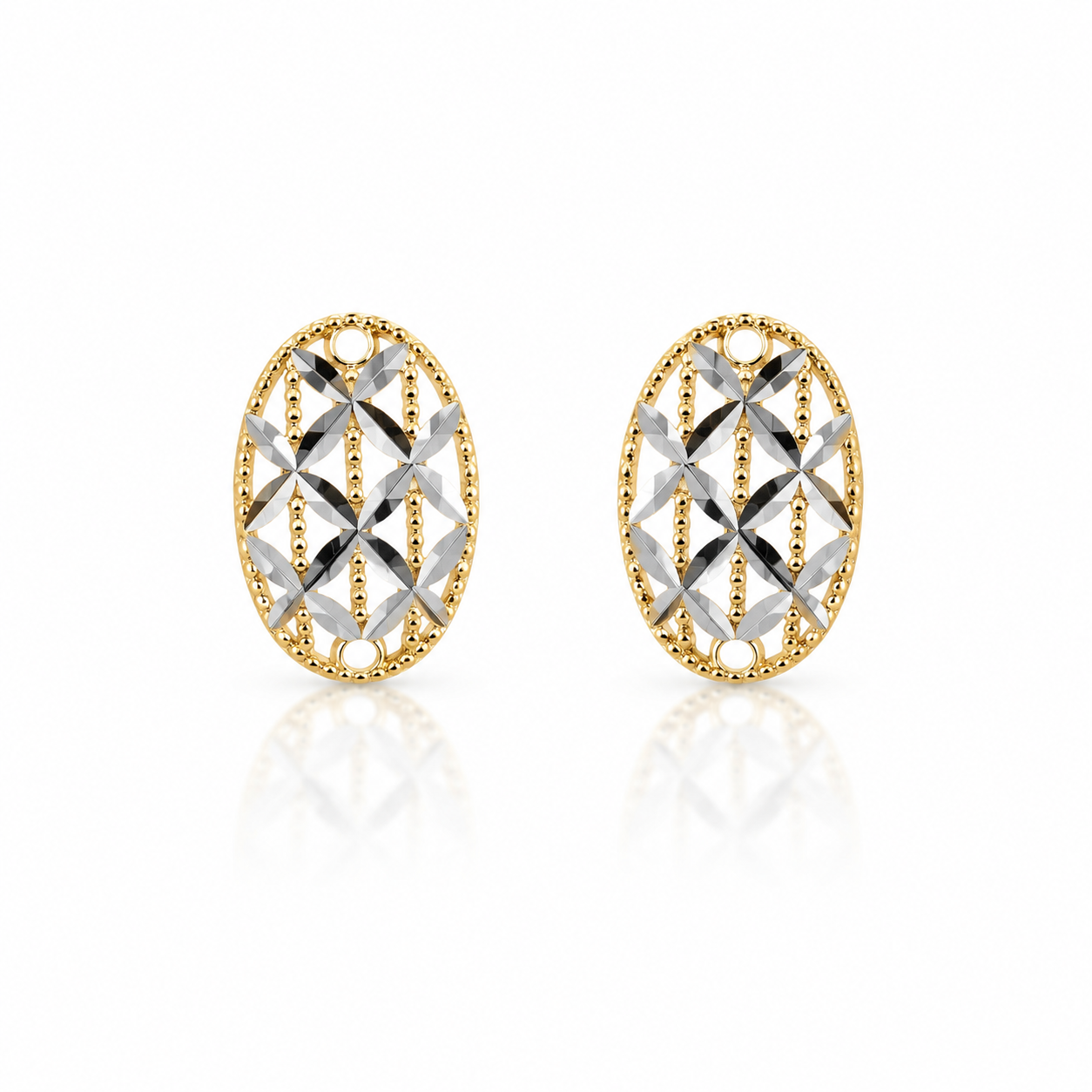 Orecchini Ovali Bicolore in Oro 18k GROR31
