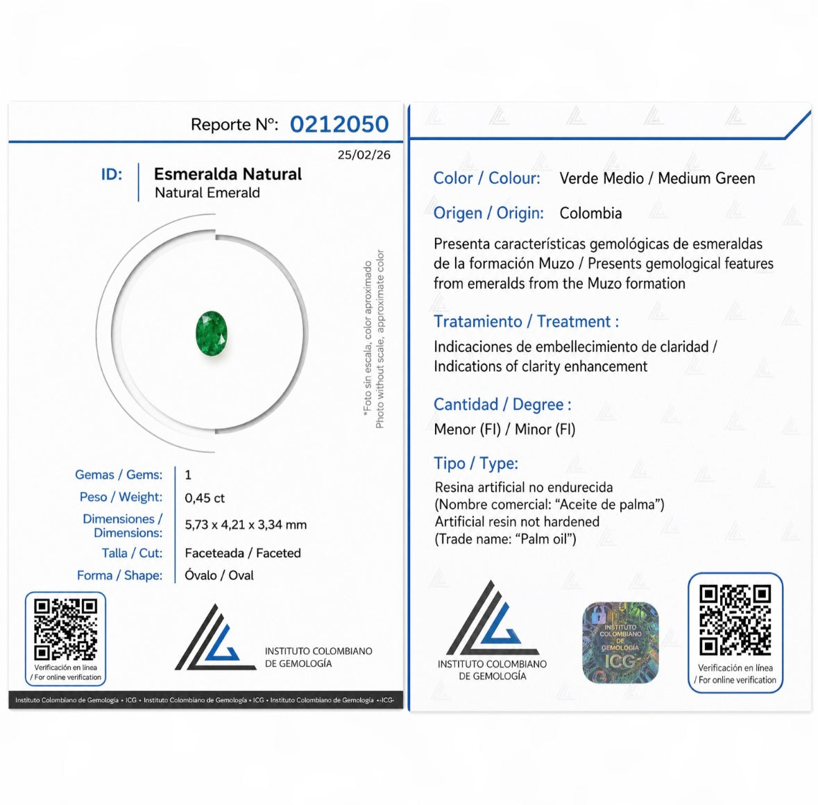 Blister Smeraldo Naturale ct 0,45
