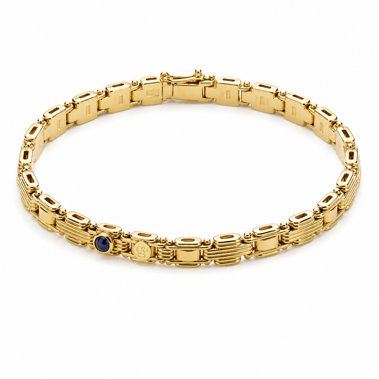 Bracciale in oro giallo 18k con zaffiro cabochon