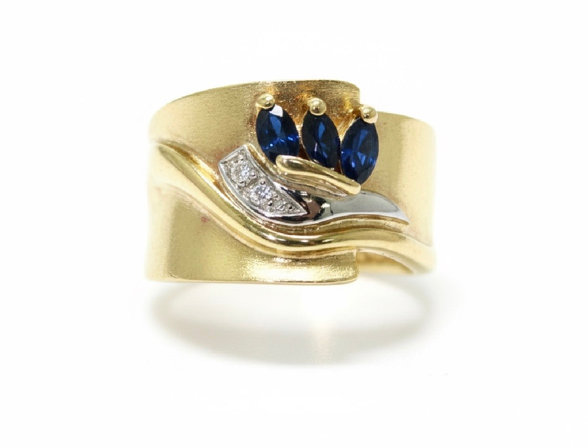 Anello Fascia Zaffiri e Diamanti