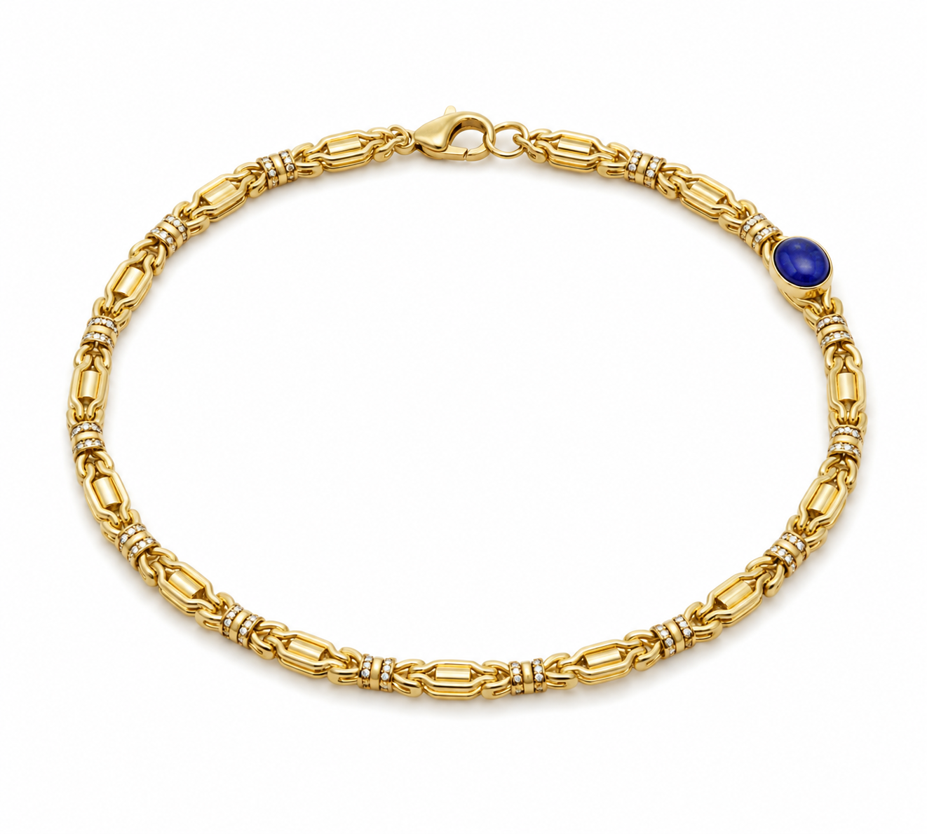 Bracciale in oro giallo 18k con zaffiro cabochon