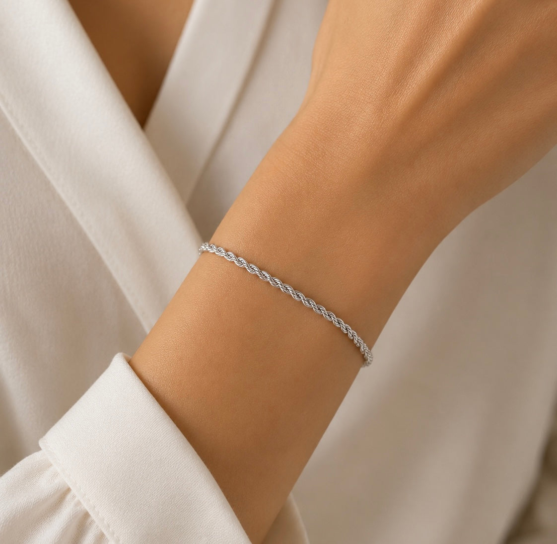Bracciale Torchon in Oro Bianco 18K