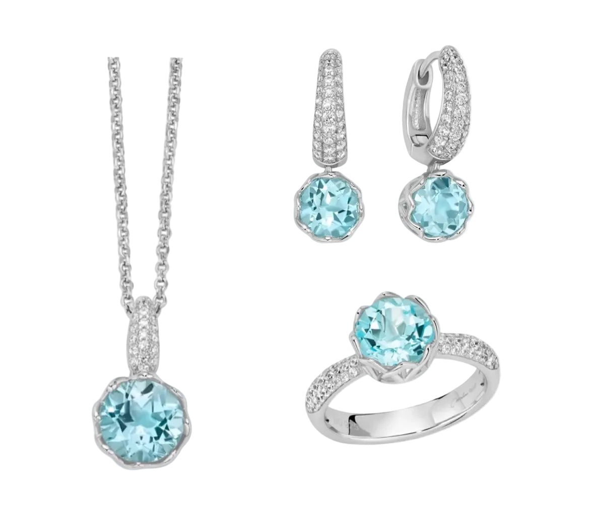 Triplo Set Miluna Collana, Anello e Orecchini CLD5105 + LID4026 + ERD3128