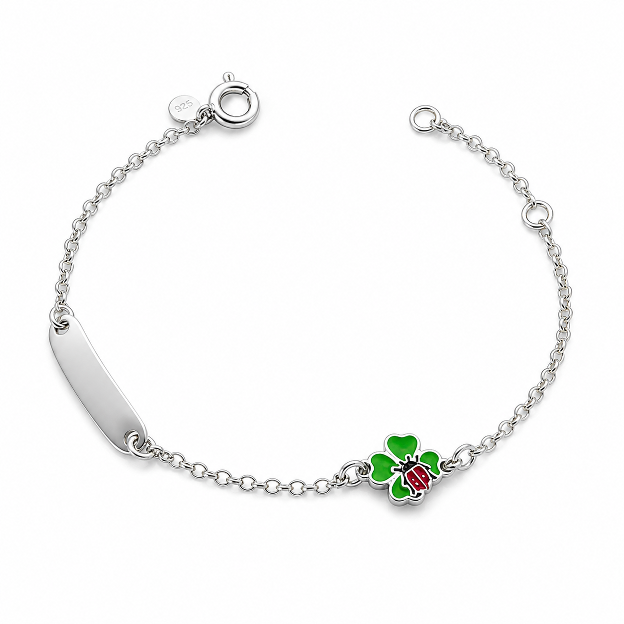 Bracciale Argento 925 Quadrifoglio e Coccinella