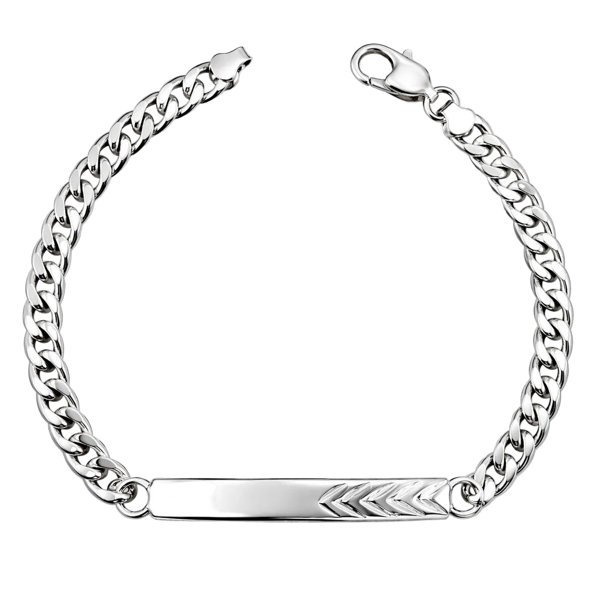 Bracciale Groumette Con Targa In Argento 925