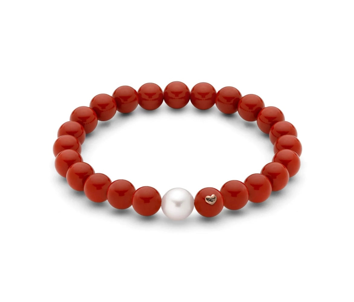Miluna Bracciale Pasta di Corallo e Perla PRB1799