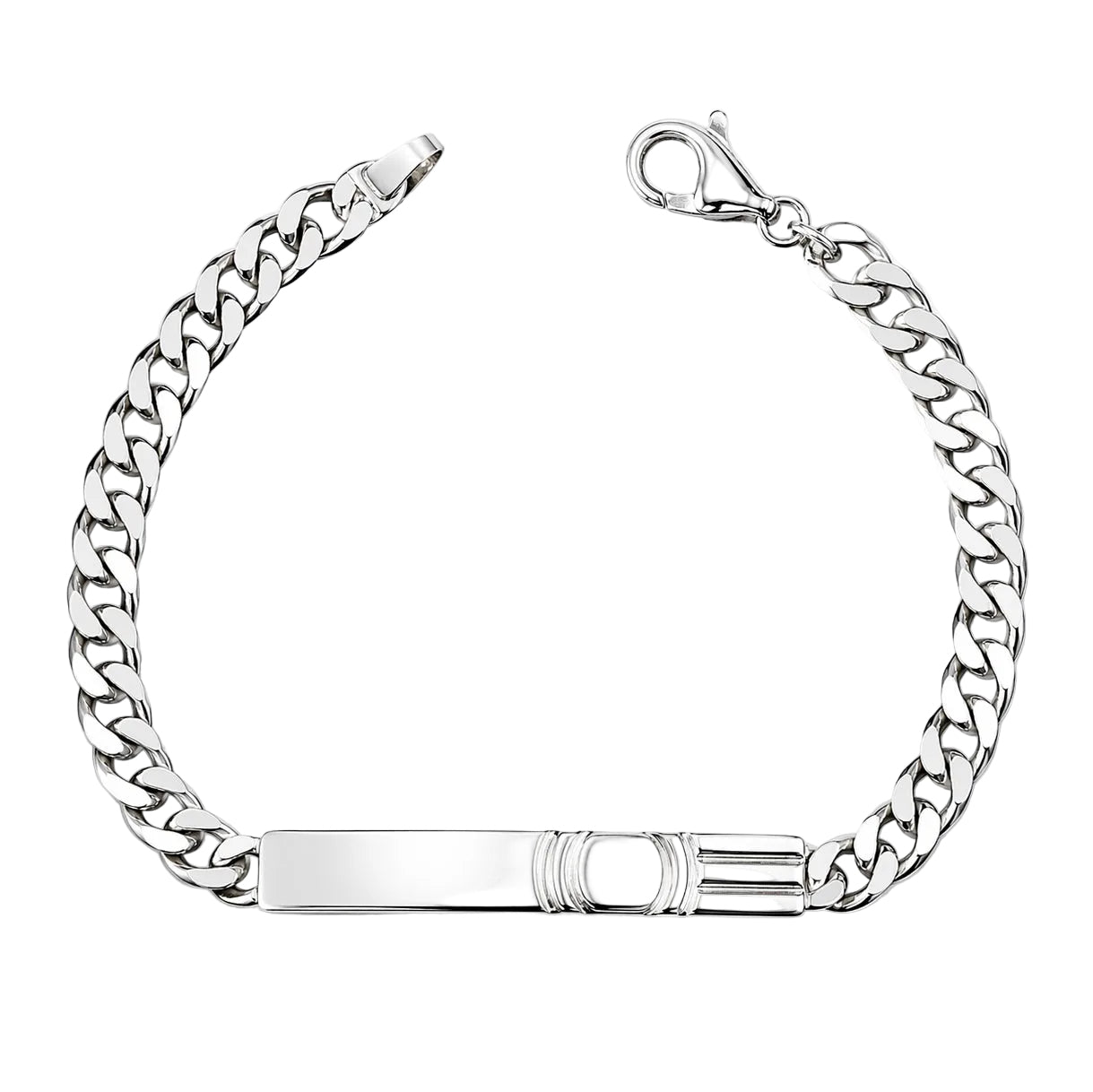 Bracciale Groumette con Targa in Argento 925