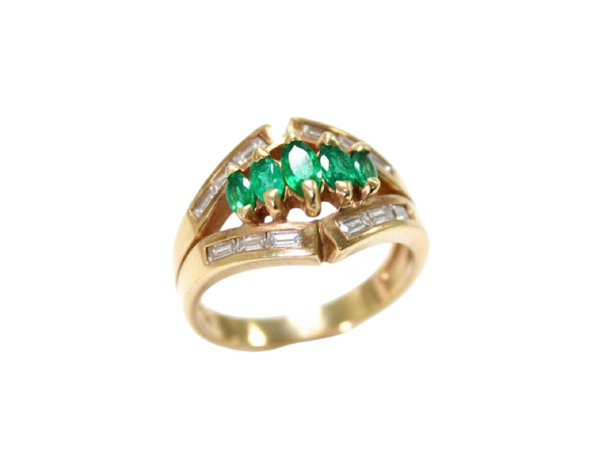 Anello Fascia Smeraldi e Diamanti