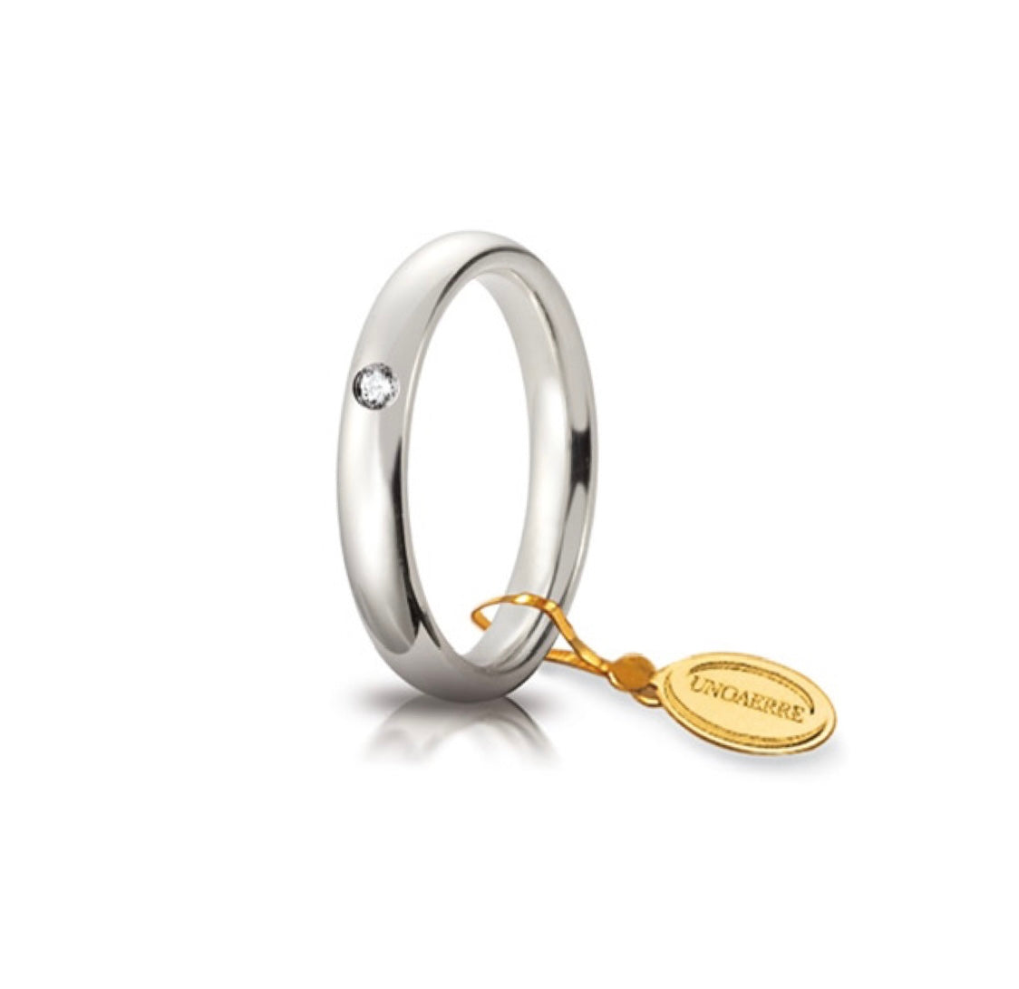 Fede Comoda mm. 3,5 in Oro Bianco 750 con Diamante 0,03 Ct