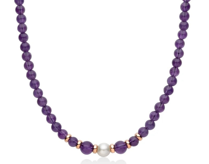 Miluna Collana Ametista e Perla PCL6524