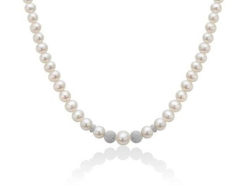 Miluna Collana Perle Con Tre Boule PCL4679V