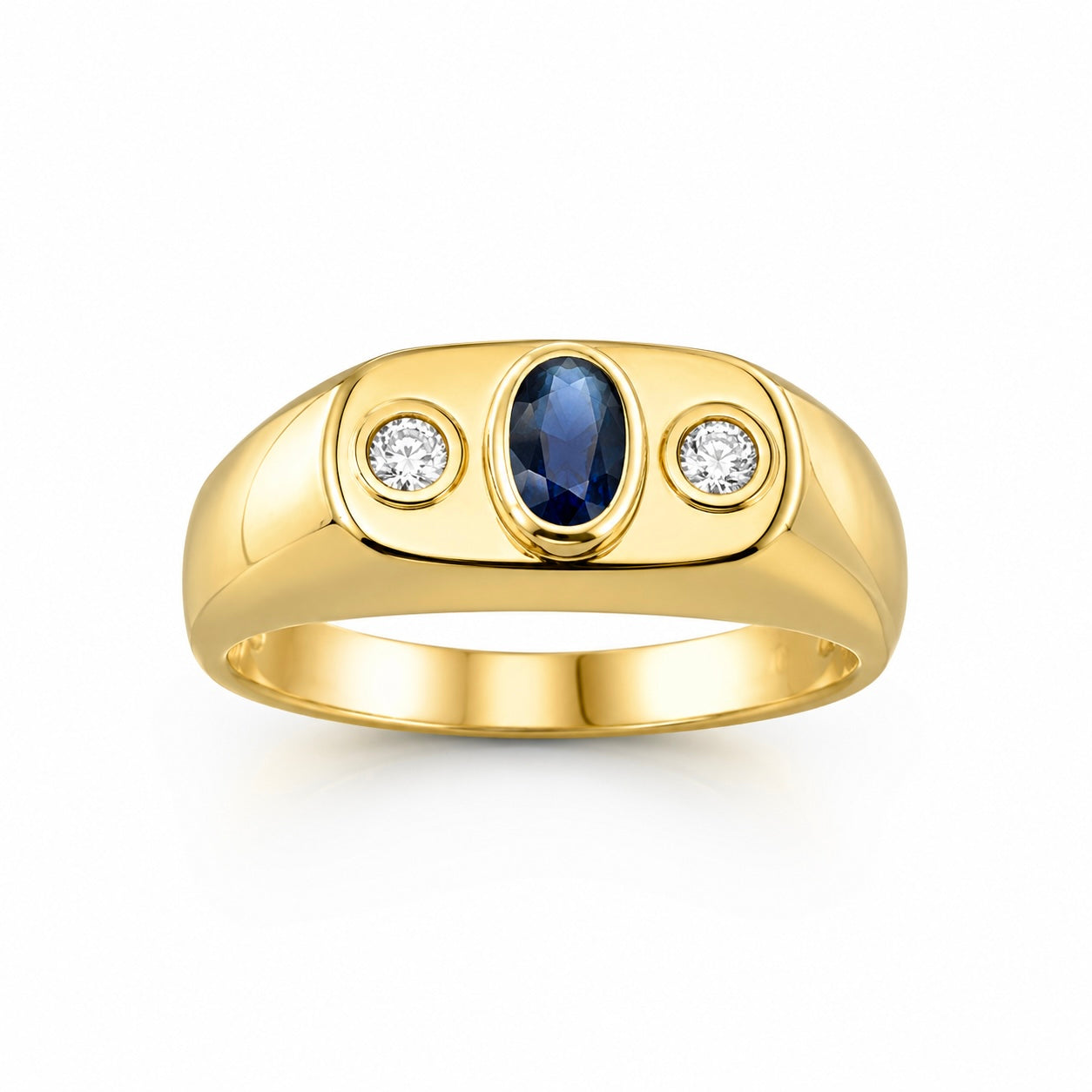 Anello in oro giallo 18k zaffiro e diamanti