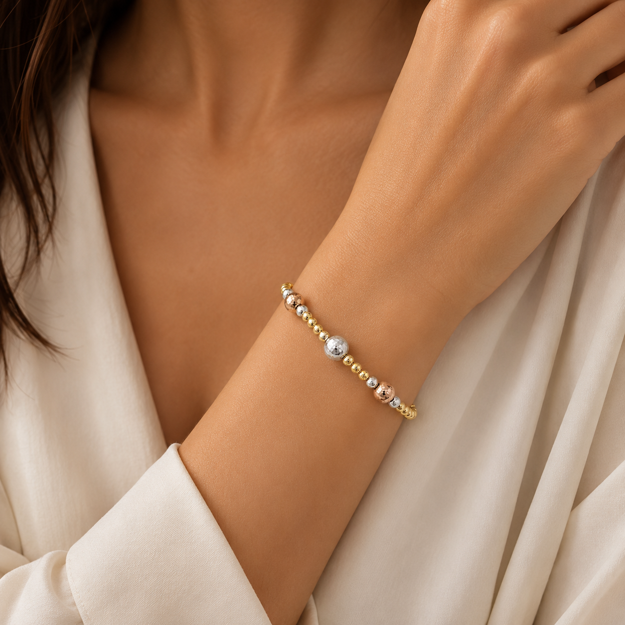 Bracciale in Oro Giallo, Rosa e Bianco 18K