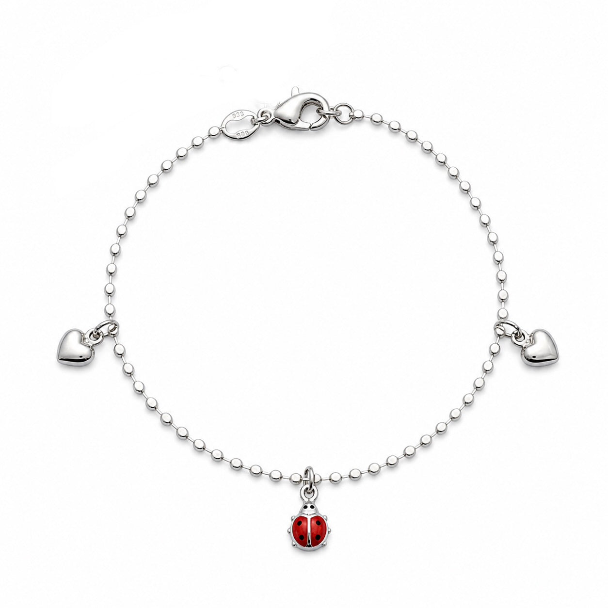 Bracciale Argento 925 Coccinella e Cuori