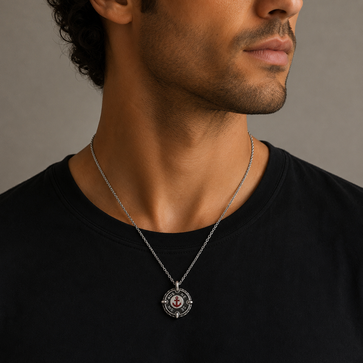4US Paciotti Collana Ancora Black Way
