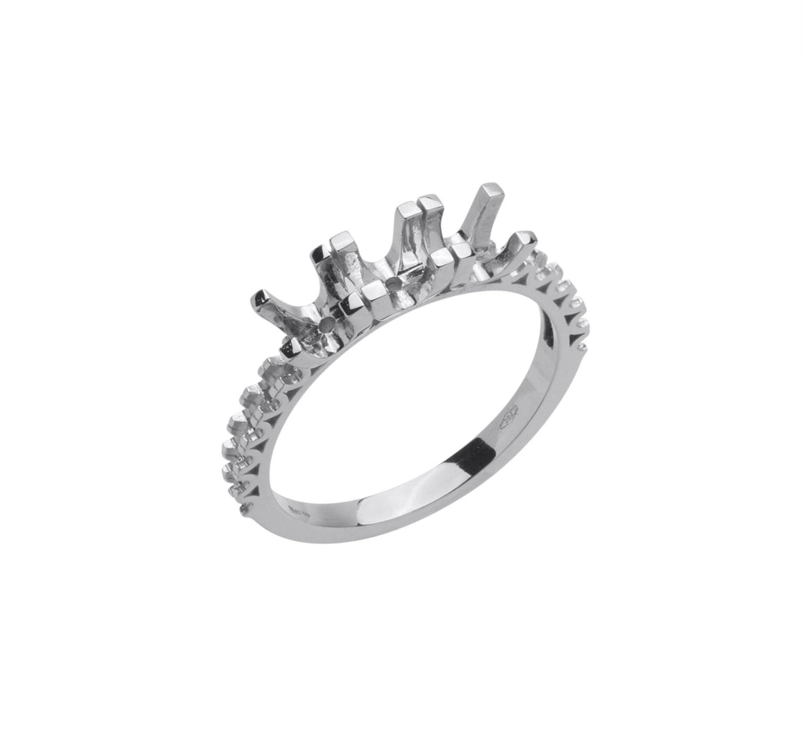 Anello Trilogy Veretta 4 Griffe Quadrate