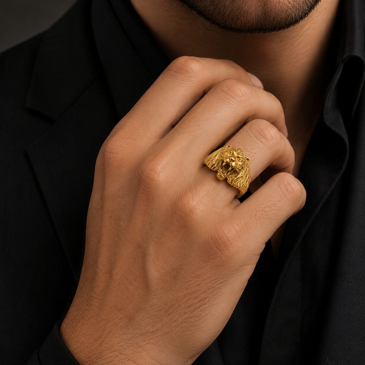 Anello Leone in Oro Giallo 18k
