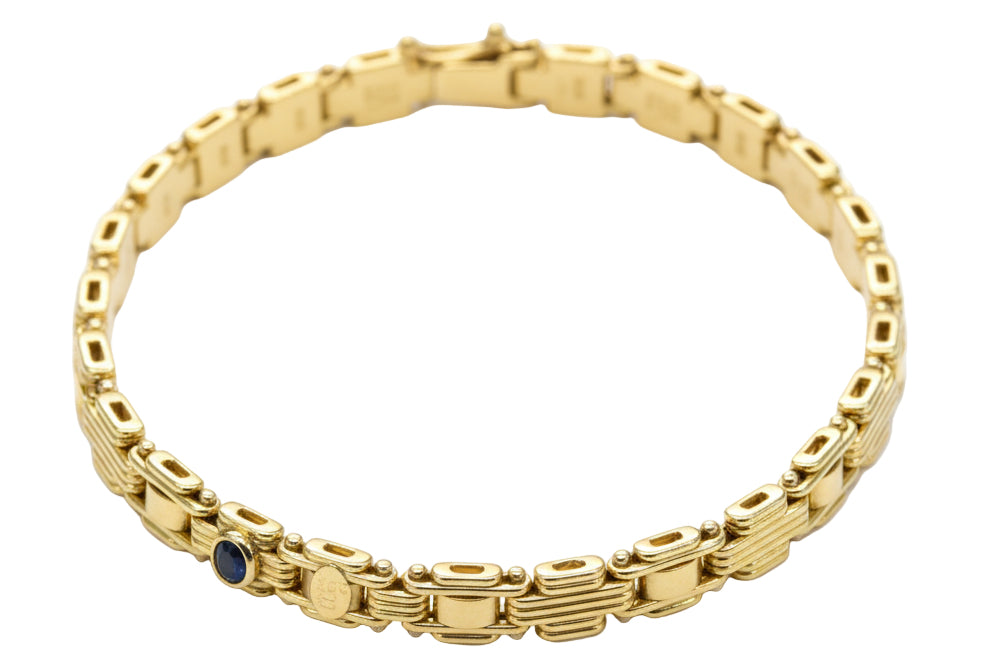 Bracciale in oro giallo 18k con zaffiro cabochon