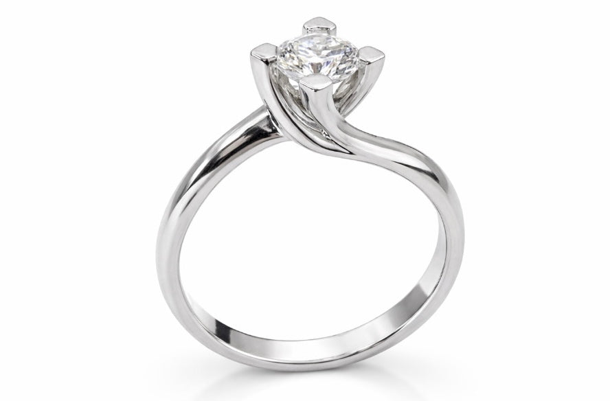 Anello Solitario in Oro Bianco 18k