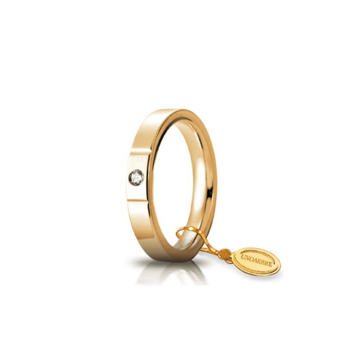 Fede Cerchi di Luce mm. 3,5 in Oro Giallo 750 con Diamante 0,05