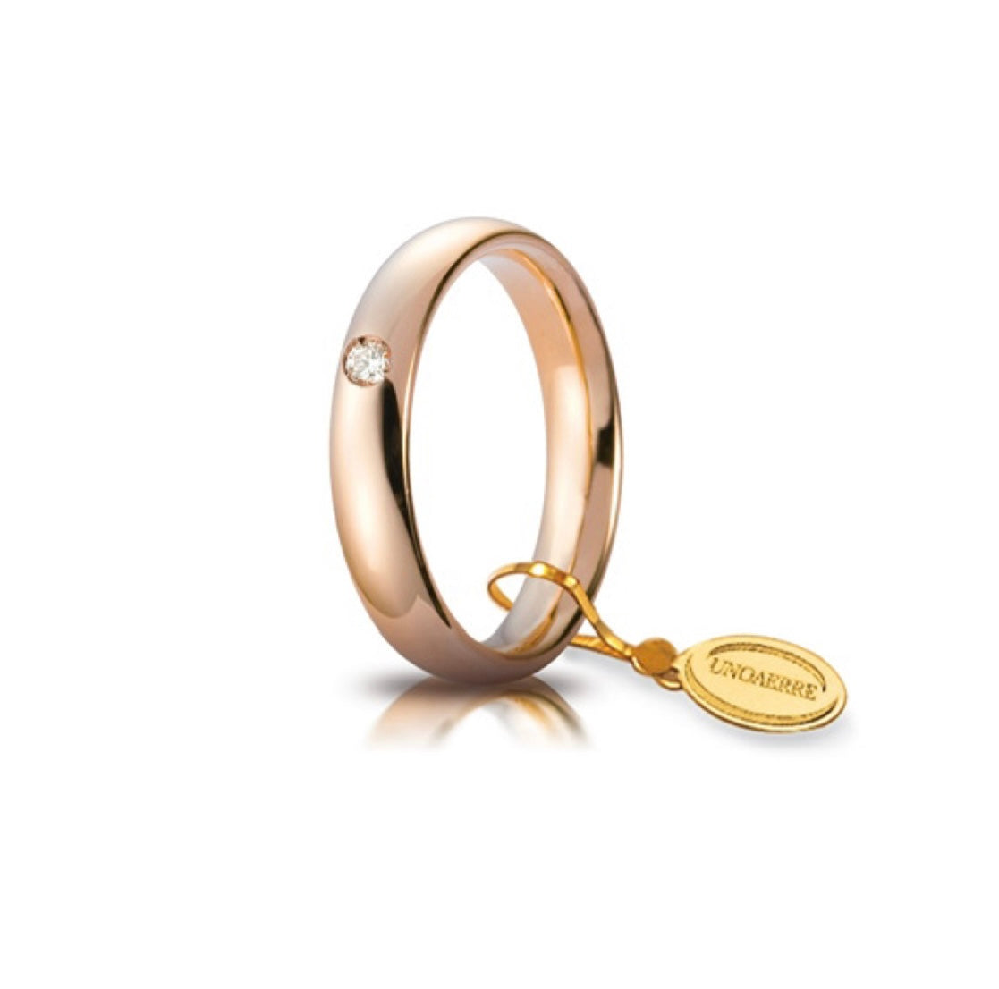 Fede Comoda mm. 4,0 In Oro Rosa 750 con Diamante 0,05