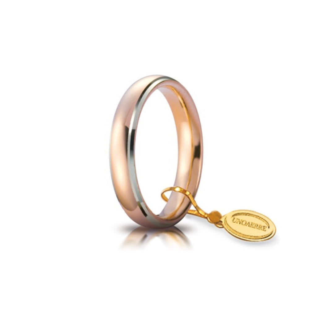 Fede Comoda mm. 4,0 in Oro Rossa e Bianco 750