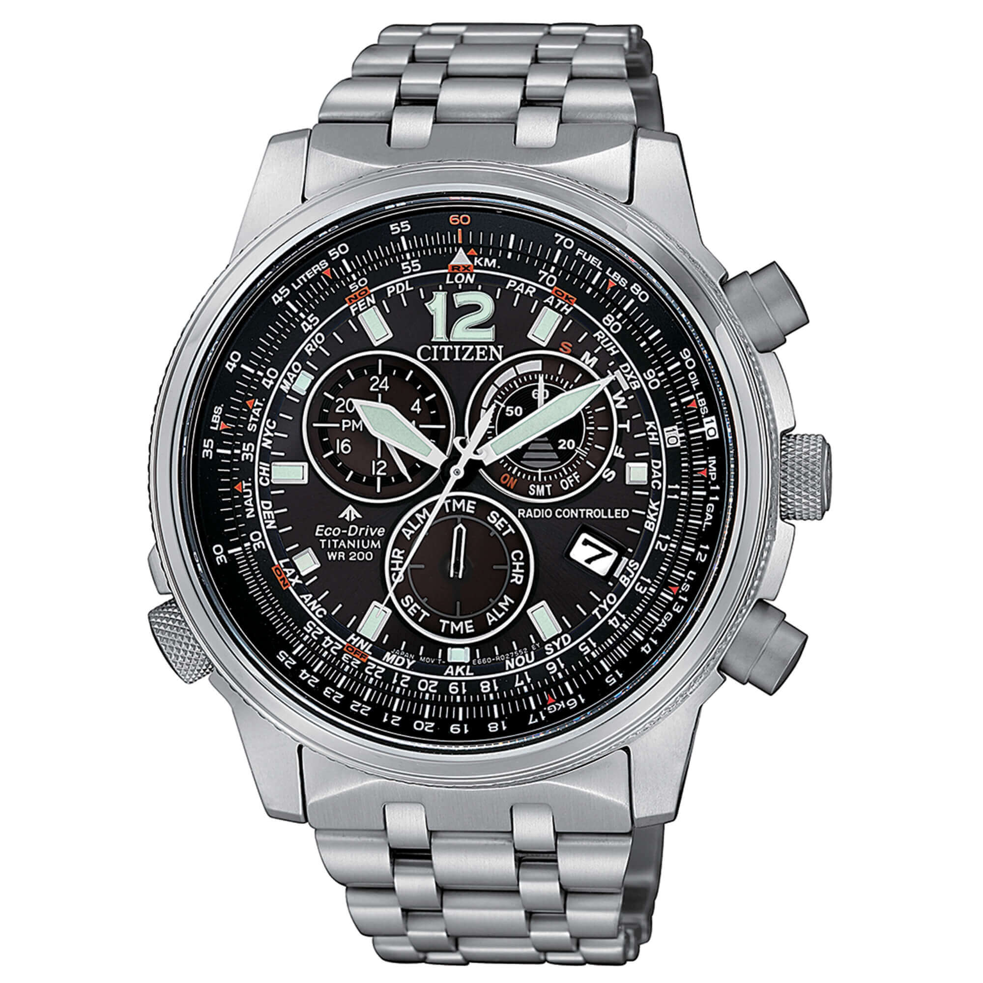 Orologio Citizen Radiocontrollato Crono Pilot Super Titanio CB5850-80E