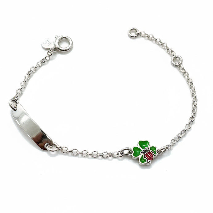 Bracciale Argento 925 Quadrifoglio e Coccinella