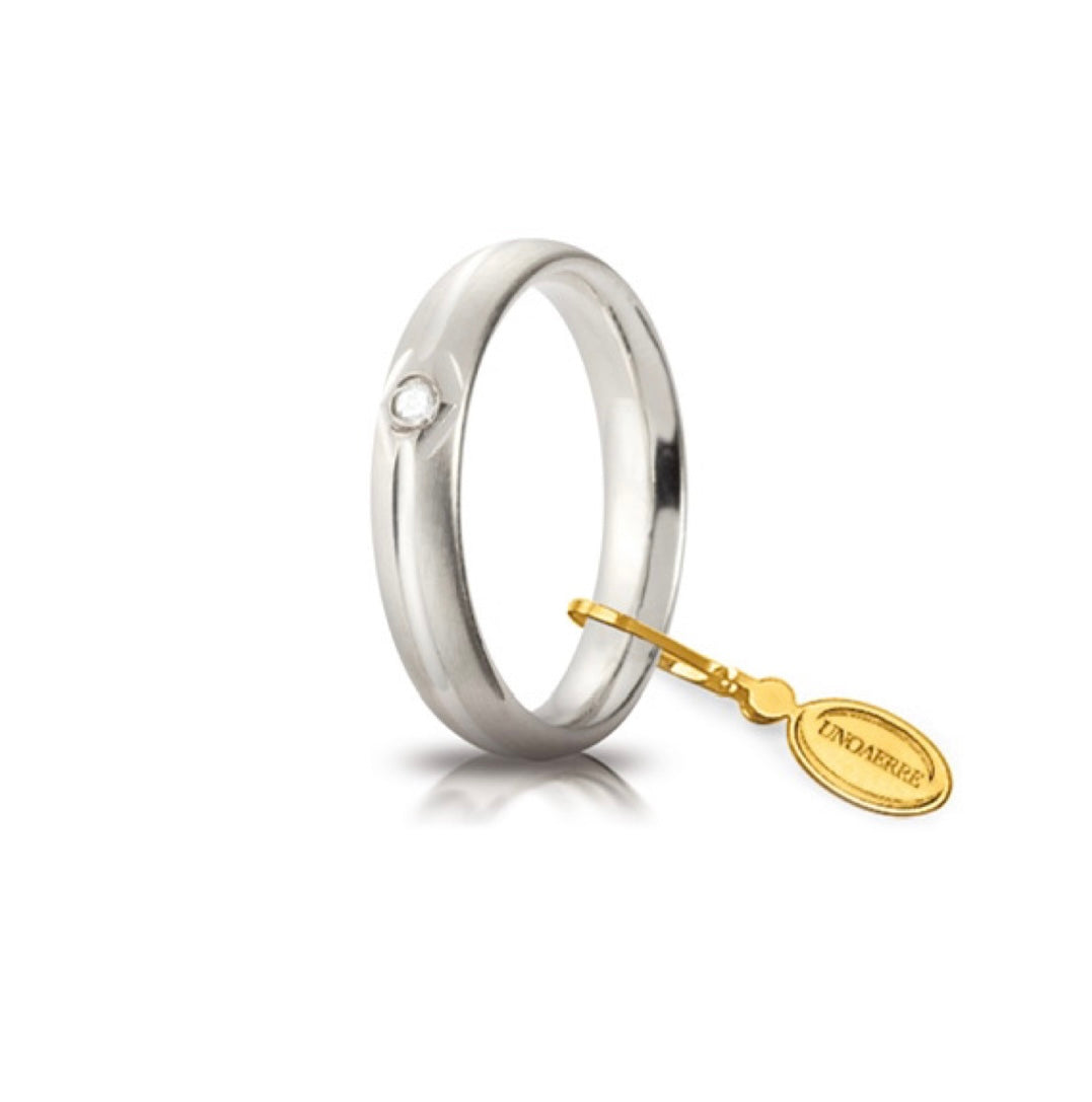 Fede Comoda mm. 4,0 in Oro Bianco 750 con Diamante 0,03 Ct