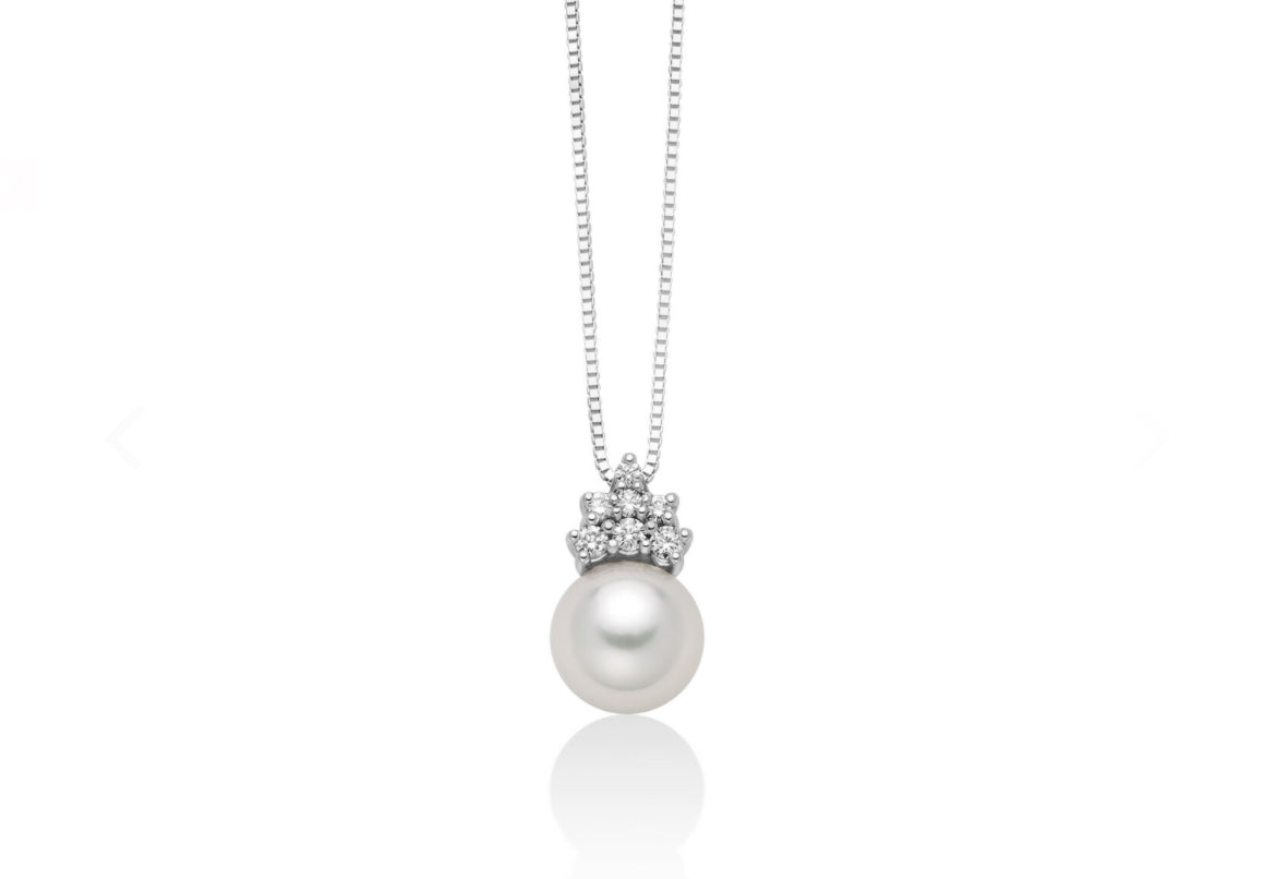 Miluna Collana Perla Akoya e Diamanti PCL6673