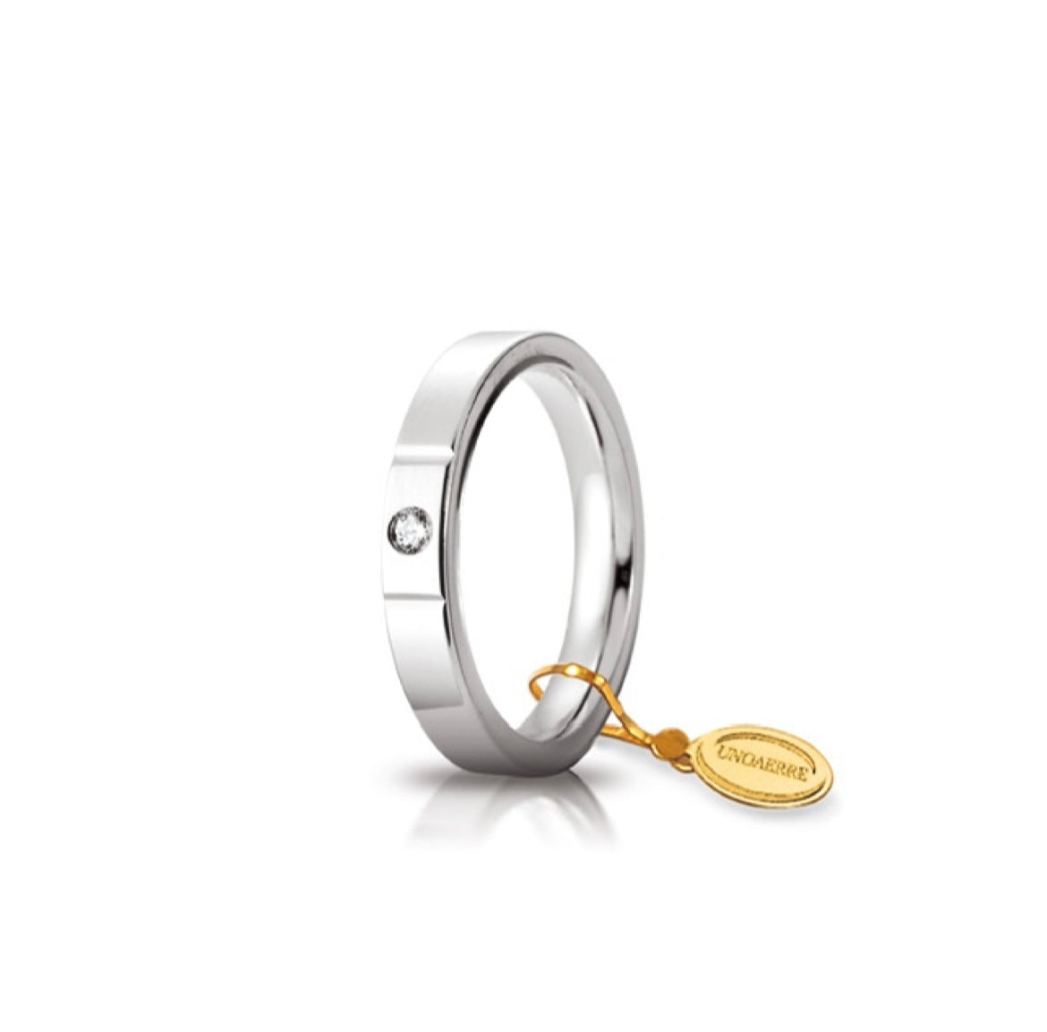 Fede Cerchi di Luce mm. 3,5 in Oro Bianco 750 e Diamante 0,05
