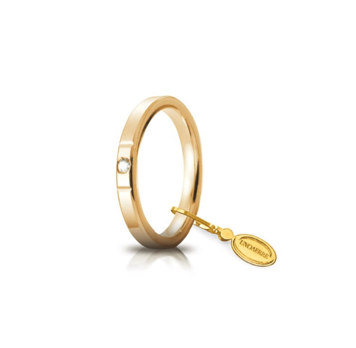 Fede Cerchi di Luce mm. 2,5 in Oro Giallo 750 con Diamante 0,03 Ct