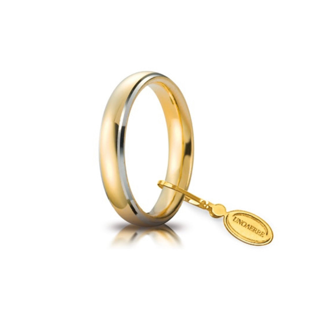Fede Comoda mm. 4,0 in Oro Giallo e Bianco 750